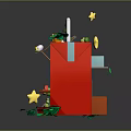 Colorful Small Kiosk With Yellow Red Awning ZACHI Sign White Rabbit Green Plants Yellow Stars