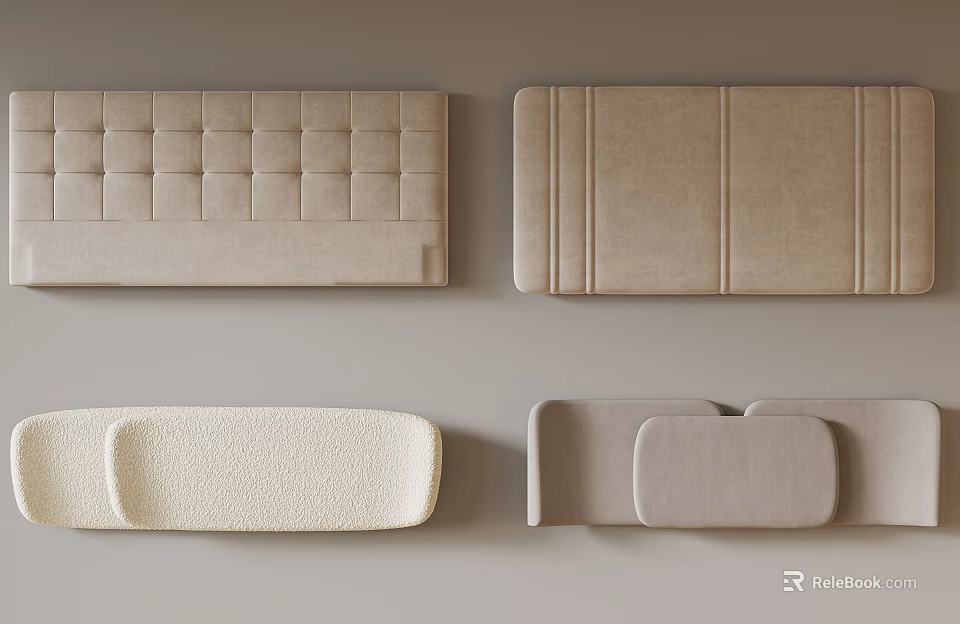 Neutral Toned Soft Upholstery Panels With Various Textured Designs For Home Decor 3d model 