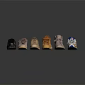 Six Pairs of Various Styles Sneakers with Color Gradient from Dark to Colorful