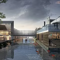 Modern Industrial Park With Riverfront Green Spaces Modern Architecture And Open Plazas