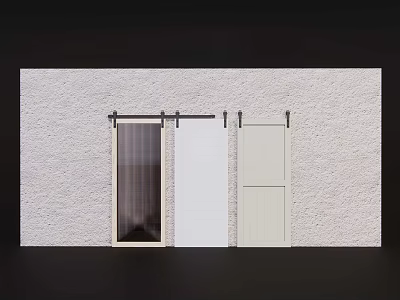 Sleek Modern Sliding Doors In Various Designs Mounted On Textured Wall 3d model