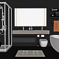 Modern Bathroom Vanity With White Washbasin Mirror And Storage Cabinets