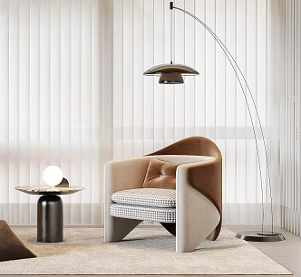 Modern Leisure Chair Living Room Leisure Chair Single Chair Side Floor Lamp 3d model