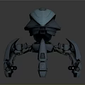 Futuristic Robotic Biomechanical Creature With Metallic Blue Head Shiny Surface Mechanical Legs And Reflective Floor