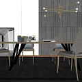 Modern Dining Table Chair Combination Dining Table Chair 3d model