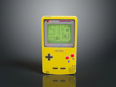 Yellow Nintendo Game Boy Classic Handheld Gaming Console With Green Screen 3d model