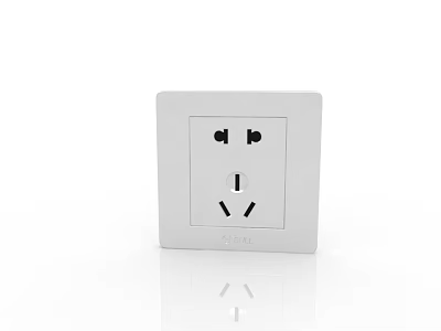 White Wall Mounted Electrical Socket With Five Hole Design For Household Use 3d model