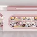 Cosmetics Monopoly Pink Table and Chair Combination Cashier Ornaments 3d model