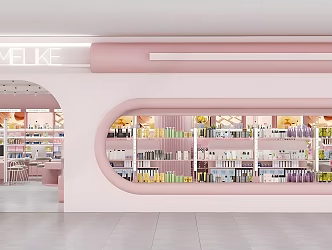 Cosmetics Monopoly Pink Table and Chair Combination Cashier Ornaments 3d model