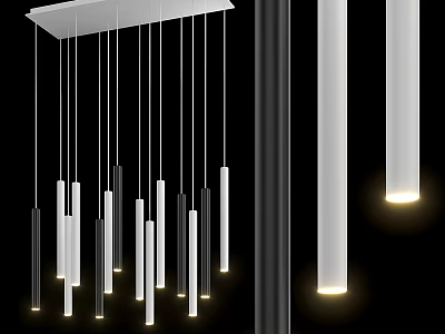 Modern Minimalist Pendant Light with Multiple Slim Hanging Tubes and Soft Glow 3d model