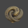 Game Movie Snake Character With Coiled Body Reticulated Pattern Scales And Raised Head