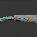 Futuristic Sci Fi Game Movie Character With Light Blue And Orange Mechanical Arm Design
