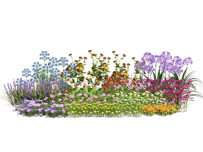 Colorful Garden Flowers And Plants With Various Species And Vibrant Blooms 3d model