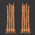Decorative Ornament Set Featuring Wooden Sticks on White Square Bases with Natural Texture