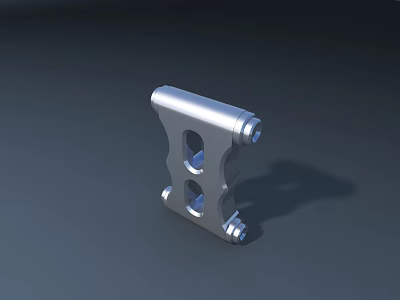Smart Machine Metal Component With Silver Finish And Dual Holes Design 3d model
