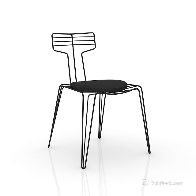 Modern Leisure Chair With Black Metal Frame And Sleek Back Design 3d model 