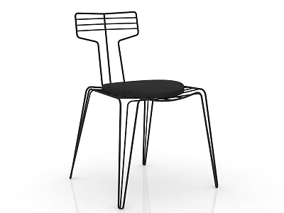 Modern Leisure Chair With Black Metal Frame And Sleek Back Design 3d model