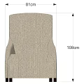 Modern Single Sofa with Gray Fabric Upholstery and 108cm Height