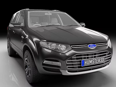 Black Ford SUV With Modern Stylish Front Grille And Headlights Design 3d model