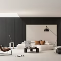 Modern Living Room With Dark Gray Walls White Sofa And Brown Accent Chair