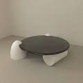 Modern Coffee Table With Black Top And White Curved Support Bases 3d model