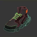 Modern Stylish Sneakers With Gray Black Orange Mesh Leather And Thick Sole