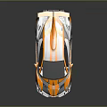 Orange And Black Sports Car With Sleek Aerodynamic Design And Rear Spoiler