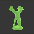 Green Human Shaped Ceramic Candle Holder With Two Candles For Home Decor