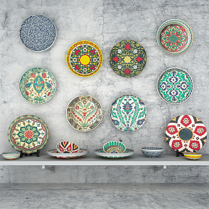 Ethnic style plate wall decorative plate 3d model