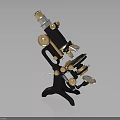 Vintage Microscope With Brass Components Black Metal Base And Optical Lenses