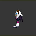 Cartoon Game Character With White Body Orange Ears Blue Eyes Purple Wings And Heart Shoes