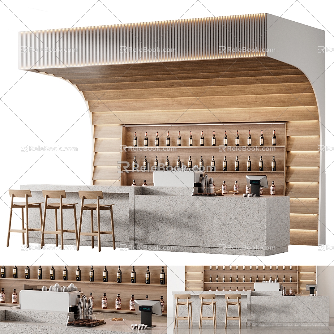 Cafe Bar Bar Counter 3d model