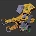 Mechanical Character And Spider Creature With Yellow Purple Multi Legged Mechanical Structure Design