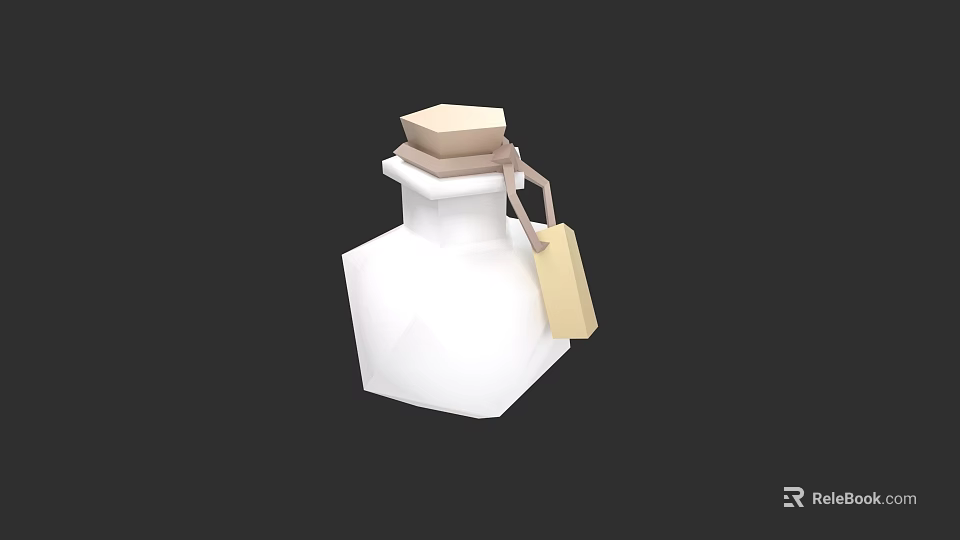 White Hexagonal Cup With Beige Lid String And Yellow Tag Decoration 3d model 