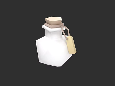 White Hexagonal Cup With Beige Lid String And Yellow Tag Decoration 3d model