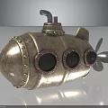 Vintage Copper Metal Submarine Model With Three Portholes Rivets And Propeller