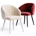 Beige And Red Accent Chairs With Vertical Striped Backrest And White Black Legs