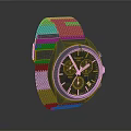 Modern Stylish Watch With Mesh Metal Strap Black Dial And Orange Hands