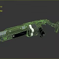 Modern Tactical Weapon with Green Black Finish and Mechanical Structure Design 3d model
