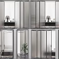 Modern Folding Doors Interior Design With Glass Panels And Metal Grid Frames