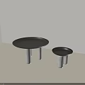 Modern Side Tables With Black Tabletop And White Marble Base In Two Sizes 3d model