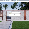Elegant Feature Walls With Marble Texture CHAPTER Sign Arched Gate Palm Trees And Lawn
