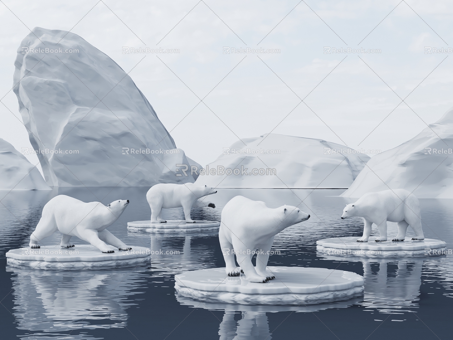 Modern polar bear 3d model