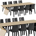 Wooden Dining Table Set With Multiple Black Chairs For Modern Dining Room 3d model
