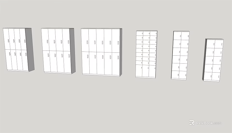 Various Storage Cabinets And Open Shelves For Efficient Home Organization Solutions 3d model