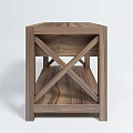 Walnut Wooden Nightstand With Drawer X Shaped Legs And Open Lower Shelf