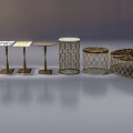 Elegant Modern Side Tables With Intricate Metal Frames And Round Tabletops 3d model