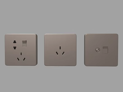 Sleek Modern Gray Electrical Switch Panels With Sockets And Control Switches 3d model