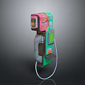 Vintage Telephone Booth Exterior With Pink Green Panels Screen And Cable