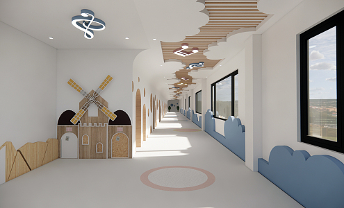 Modern aisle kindergarten aisle 3d model